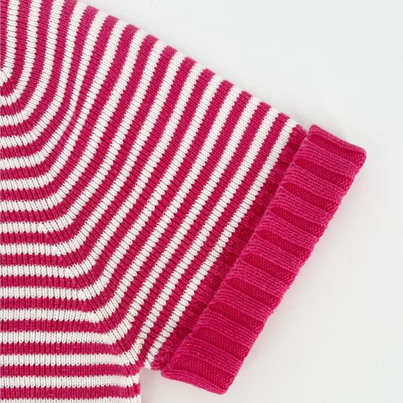 90s crop short sleeve sweater hot pink striped Tommy Hilfiger 1990s vintage - Picture 3 of 5